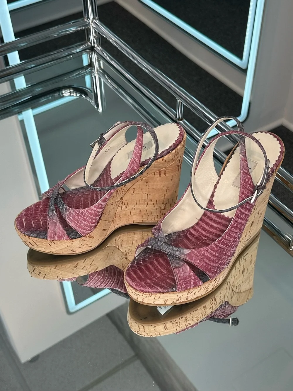 Prada ombré snake cork Wedge